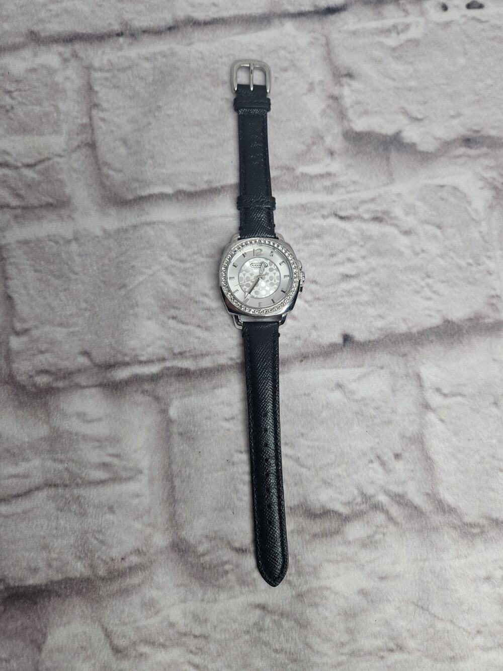 Coach Boyfriend Women’s Crystal Dial Leather Strap Watch 14503152